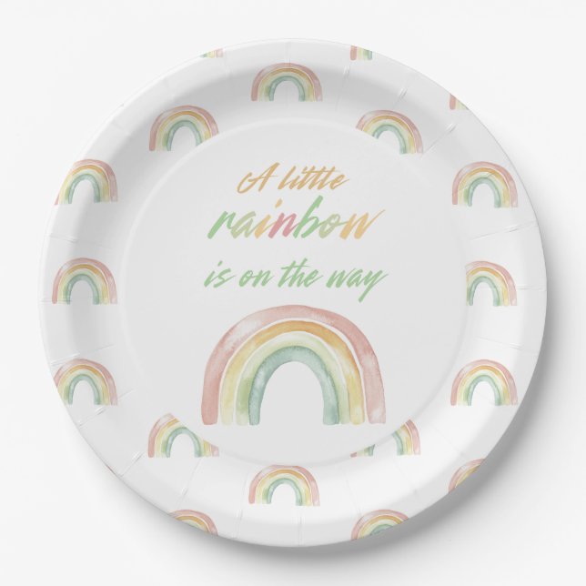 Cute Rainbow Baby Shower Paper Plates (Front)