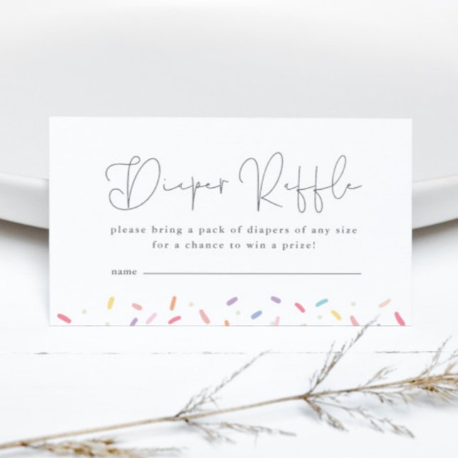 Cute Rainbow Baby Sprinkle Shower Diaper Raffle Enclosure Card (Cute Rainbow Sprinkle Diaper Raffle Baby Shower Enclosure Card.)