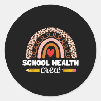 Cute Rainbow Back To School Health Crew School Classic Round Sticker