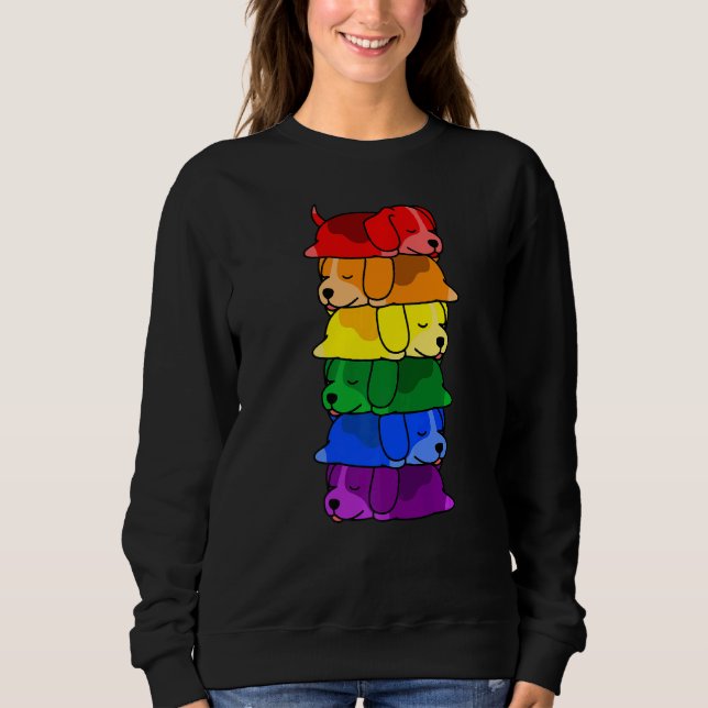 Cute Rainbow Beagle Gay Pride Lgbt Puppy Sweatshirt (Front)
