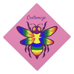 Cute Rainbow Bee Thunder_Cove Graduation Cap Topper