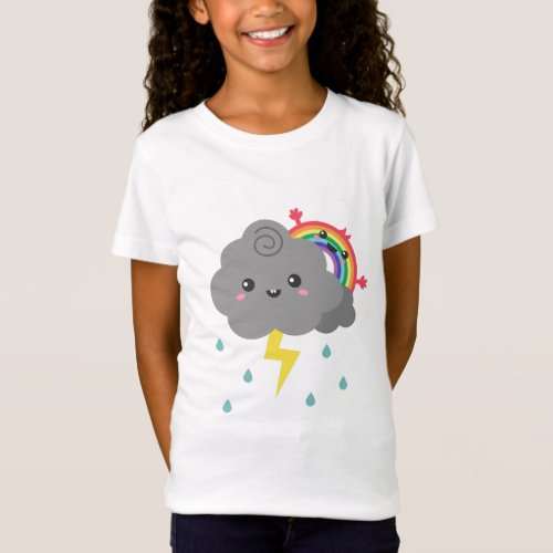 Cute Rainbow Behind Every Dark Cloud For Her T_Shirt