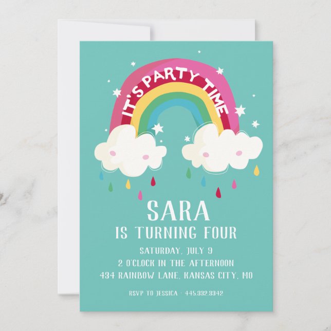 Cute Rainbow Birthday Invitation (Front)