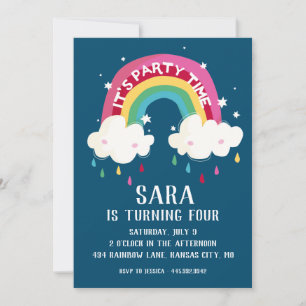 Cute Rainbow Birthday Invitation