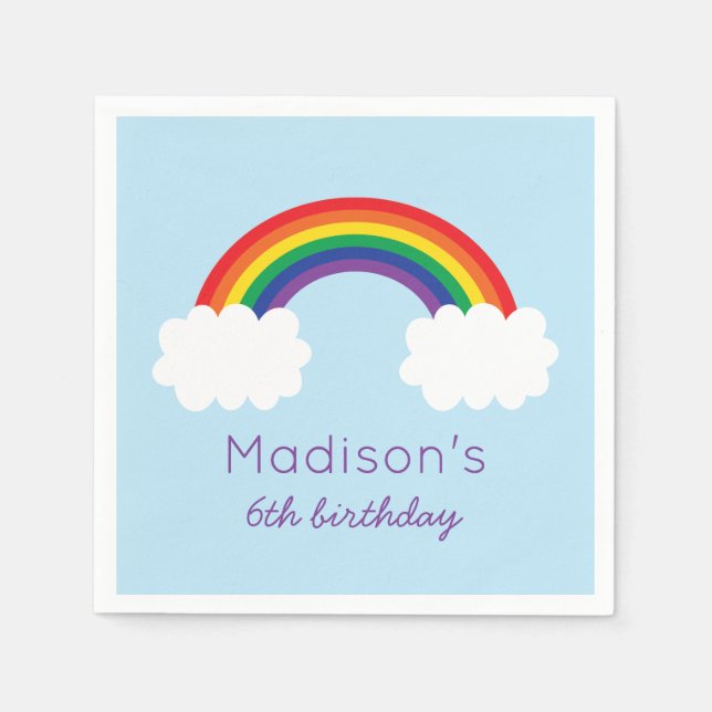 Cute Rainbow Birthday Paper Napkins (Front)