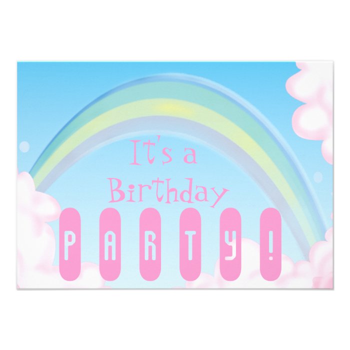cute rainbow birthday party personalized invite