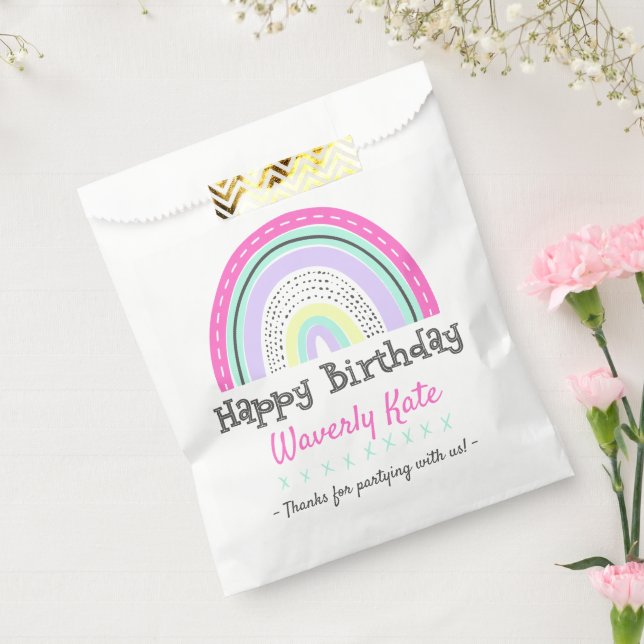 Cute Rainbow Birthday Party With Child's Name Favor Bag (Sealed)