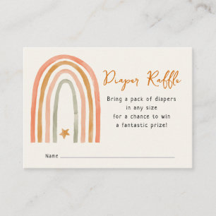 Cute Rainbow Boho Baby Shower Diaper Raffle Enclosure Card