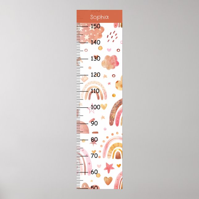 Cute Rainbow Boho Growth Chart Centimeter (Front)