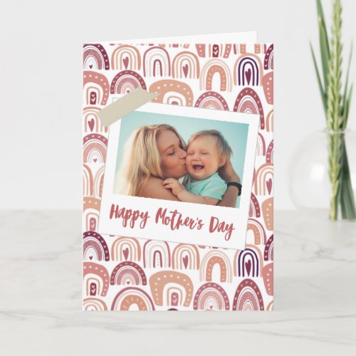 Cute Rainbow Boho Photo Happy Mothers Day Card