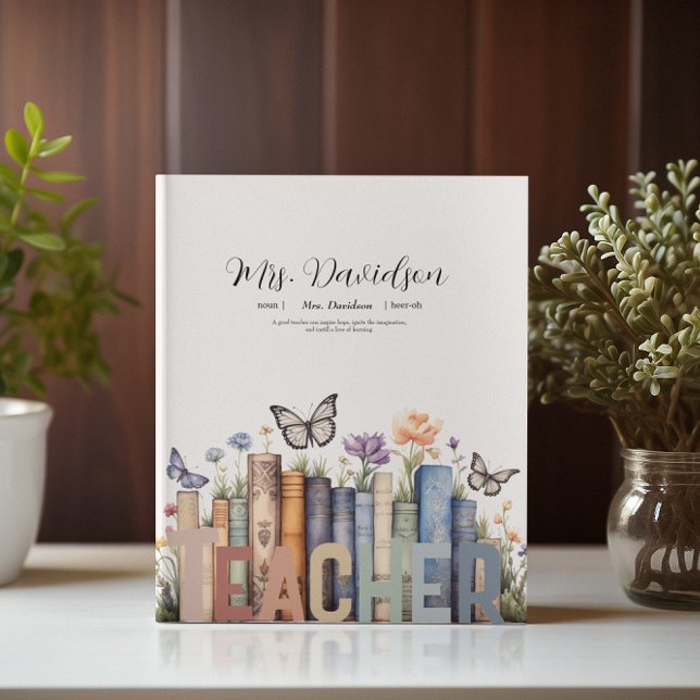 Cute Rainbow Bookshelf & Books Teacher Monogram 3 Ring Binder (Creator Uploaded)