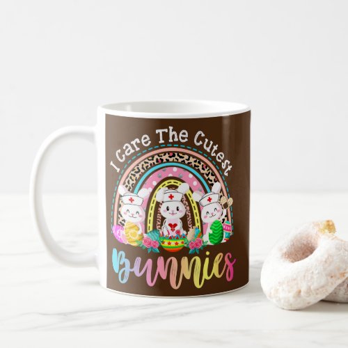 Cute Rainbow Bunnies Easter Pajama For Nurse Coffee Mug