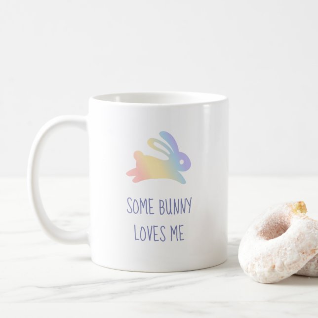 Cute Rainbow Bunny Rabbit Quote Coffee Mug (With Donut)