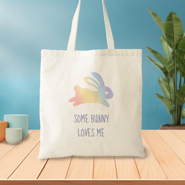 Cute Rainbow Bunny Rabbit Quote Tote Bag (Creator Uploaded)