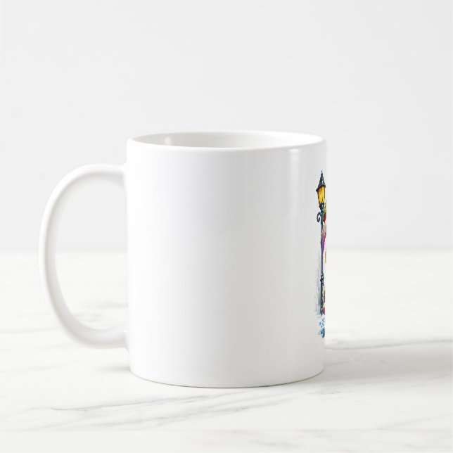 Cute Rainbow Bunny with Umbrella Design Coffee Mug (Left)