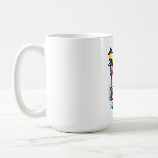 Cute Rainbow Bunny with Umbrella Design Coffee Mug (Left)