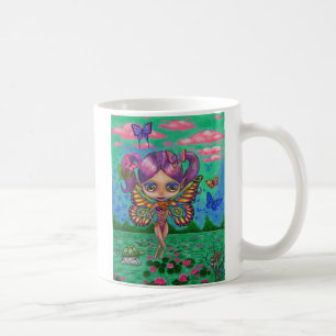 Cute Rainbow Butterfly Fairy Doll Water Lilies Coffee Mug