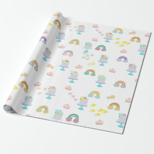 cute rainbow cake wrapping paper
