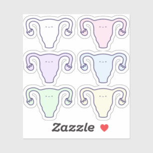 Cute Rainbow Cartoon Ovaries First Period Set Sticker