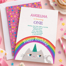 Cute Rainbow Cat 1st Birthday