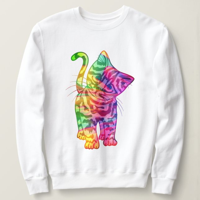 Cute Rainbow Cat T-shirt, Hoodie Sweatshirt Design (Design Front)