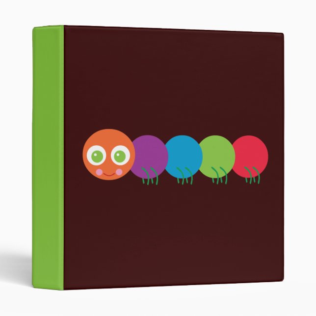 Cute Rainbow Caterpillar Binder (Front/Spine)