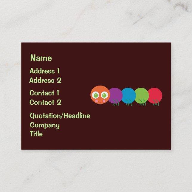 Cute Rainbow Caterpillar Business Cards (Front)