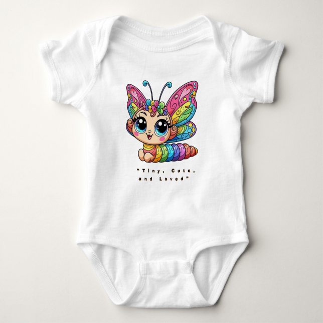 🐛Cute Rainbow Caterpillar Butterfly Cartoon Baby Bodysuit (Front)