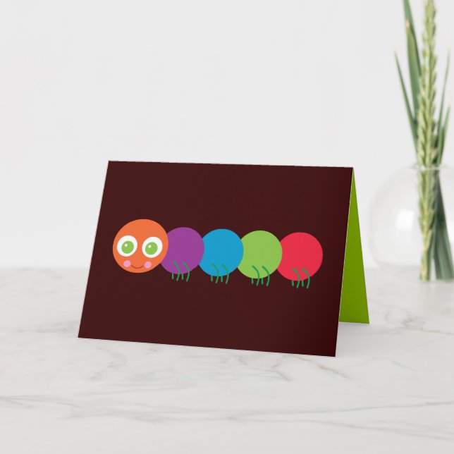 Cute Rainbow Caterpillar Card (Front)
