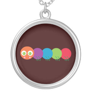 Cute Rainbow Caterpillar Silver Plated Necklace