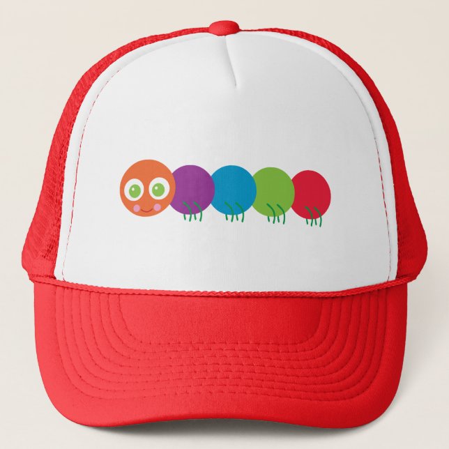 Cute Rainbow Caterpillar Trucker Hat (Front)