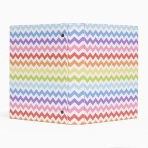 Cute Rainbow Chevron Print Mini Binder