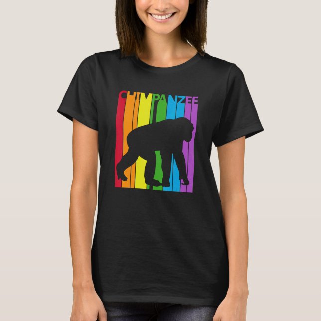 Cute Rainbow Chimpanzee animal T-Shirt (Front)