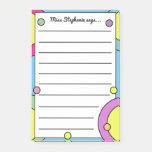 Cute Rainbow Circle Dots Lined Teacher Name  Post-it Notes