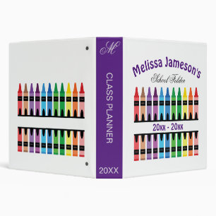 Cute Rainbow Classroom Back to School Crayon 3 Ring Binder