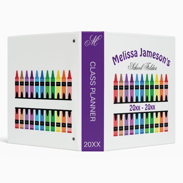 Cute Rainbow Classroom Back to School Crayon 3 Ring Binder (Background)