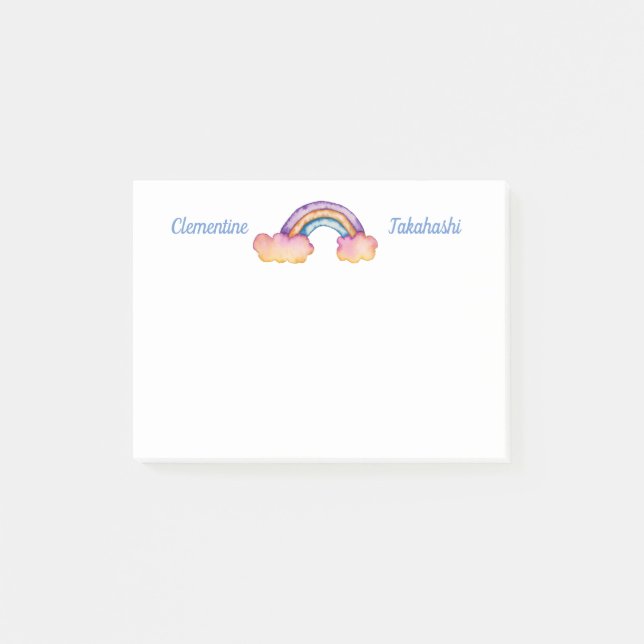 Cute Rainbow Cloud | Add Your Name | Kid's Post-it Notes (Front)
