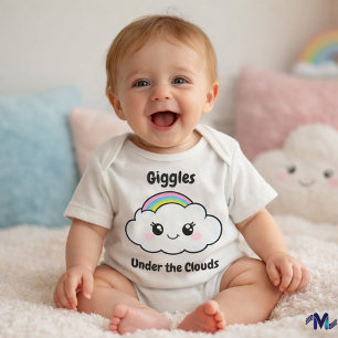 Cute Rainbow Cloud Kawaii Baby Illustration Baby Bodysuit