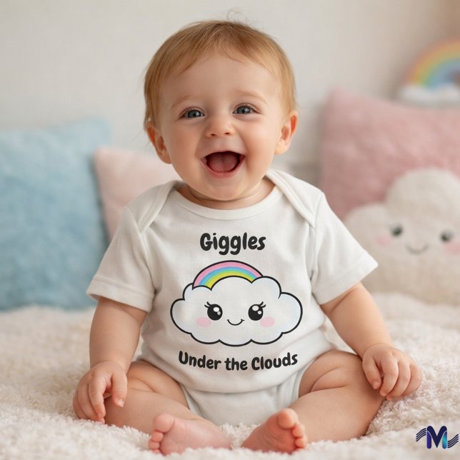 Cute Rainbow Cloud Kawaii Baby Illustration Baby Bodysuit (Creator Uploaded)