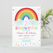 Cute Rainbow Clouds Birthday Invitation (Standing Front)