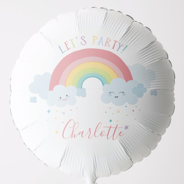 CUTE RAINBOW CLOUDS kawaii party pastel colors Balloon (Front)