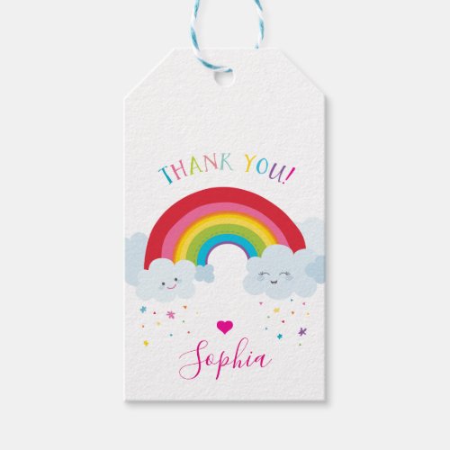 CUTE RAINBOW CLOUDS kids bright kawaii picture Gift Tags