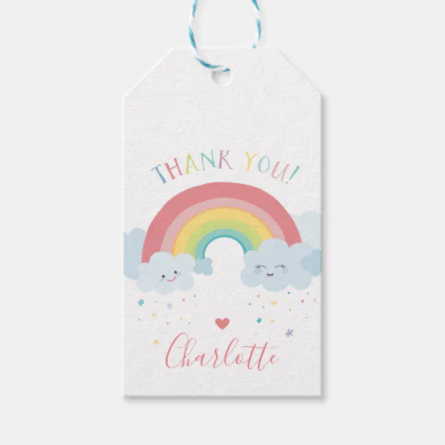 CUTE RAINBOW CLOUDS kids pastel colors picture Gift Tags | Zazzle