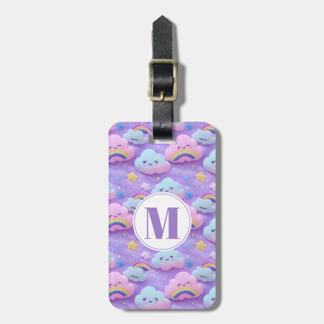 Cute Rainbow Clouds Luggage Tag (Front Vertical)
