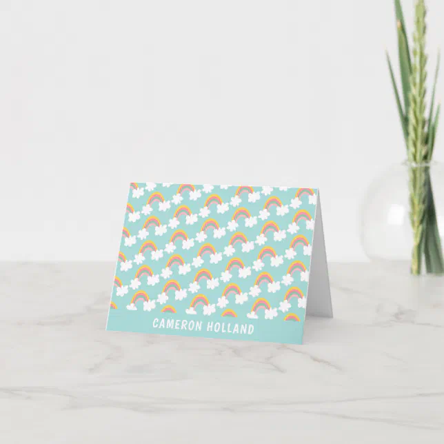 Cute Rainbow Clouds Personalized Stationery Note Card | Zazzle