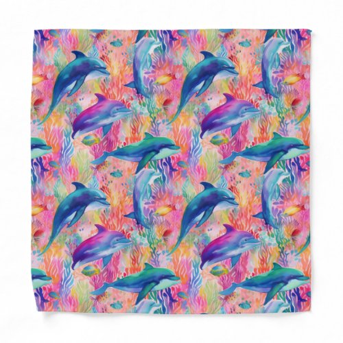 Cute rainbow color dolphin pattern  bandana