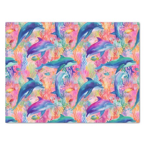 Cute rainbow color dolphin pattern  tissue paper