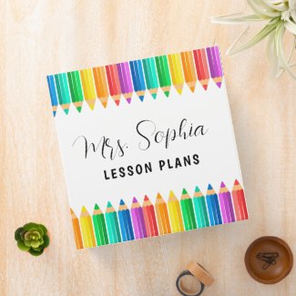 Cute Rainbow Color Pencils Personalized Teacher