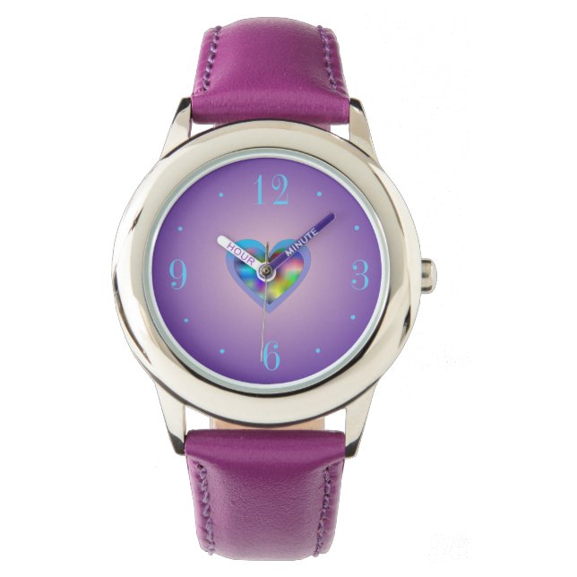 Cute Rainbow Colored  Heart>Children's Watches (Front)