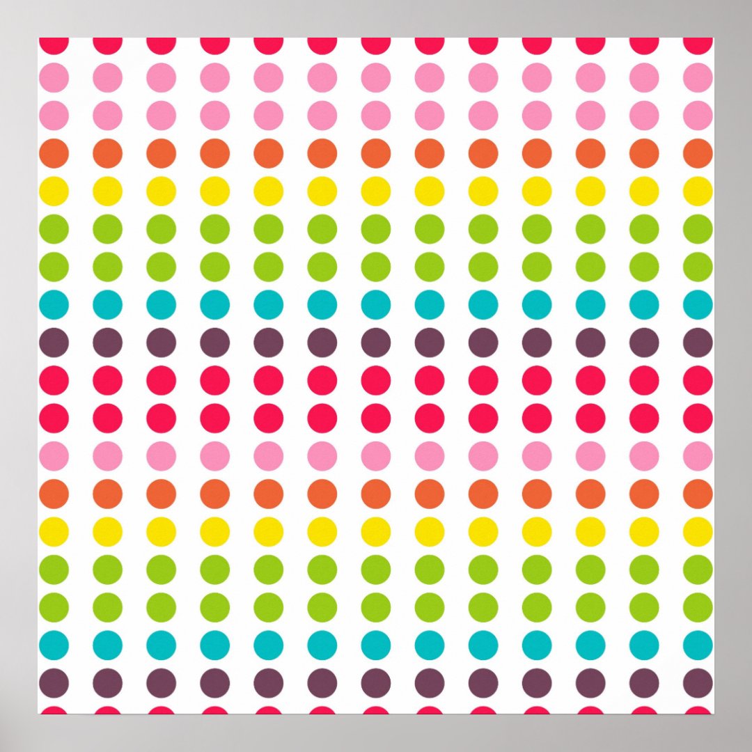 Cute Rainbow Colored Polka Dots Poster | Zazzle